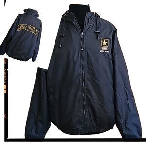Vintage Oarsman 913 U.S. Army Westpoint windbreaker hooded lined jacket zipper L